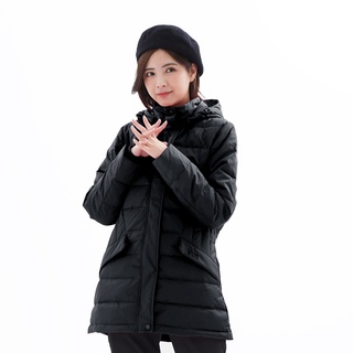 【遊遍天下】臺灣現貨 女款中長版顯瘦防風防潑禦寒羽絨外套 GJ22021 / 黑色