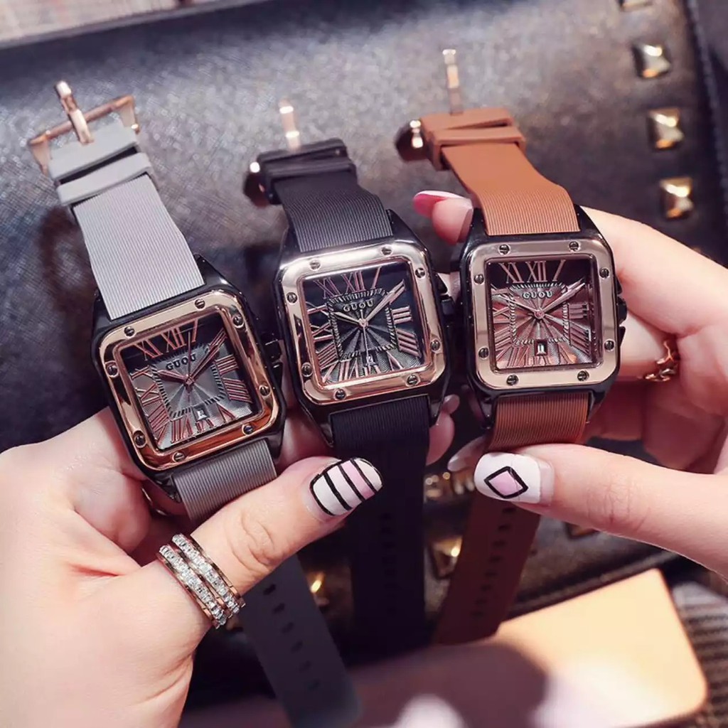 GUOU 正品  古歐 8154 女錶 日本機芯 方形潮錶  羅馬刻度 兩種錶徑大小款式