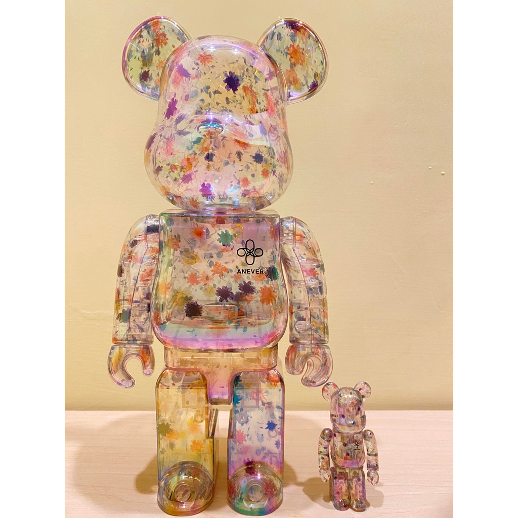 BE@RBRICK ANEVER 100% 400% 正版 庫柏力克熊 透明花 透明熊 限量版 絢彩熊