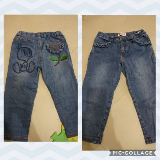 Why and 1/2 11號 迪士尼 twenty 立體花朵口袋 造型 單寧 牛仔褲