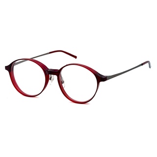 光學眼鏡 知名眼鏡行 (回饋價) - 時尚質感酒紅色圓框 德國薄鈦片 IP電鍍 板料鏡腳鏡框(複合材質/圓框)