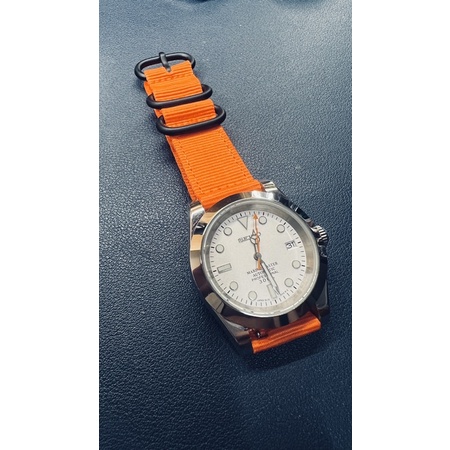 訂製無現貨 【改錶玩面】Seiko Mod 精工 白面 橘閃電針 探險家 日誌 藍寶石玻璃 機械錶.
