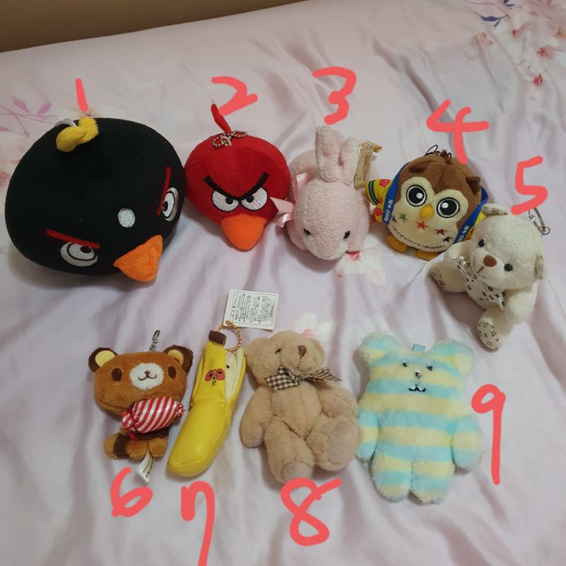 各式小娃娃 銅板價出清 特賣 憤怒鳥 兔兔 熊熊 香蕉人 花卷溫泉吉祥物 松鼠 龍 貓咪 hello kitty