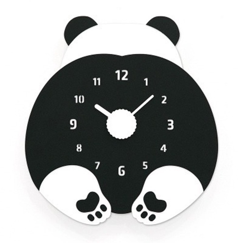 【Pinwoof家居】創意造型卡通動物兒童房時鐘掛鐘-熊貓屁股