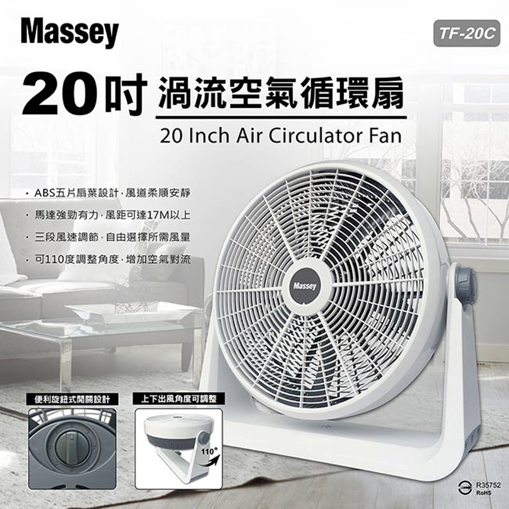+++ !! TF-20C Massey 20吋 /TS-B247渦流空氣循環扇 TF-20C電風扇 工業