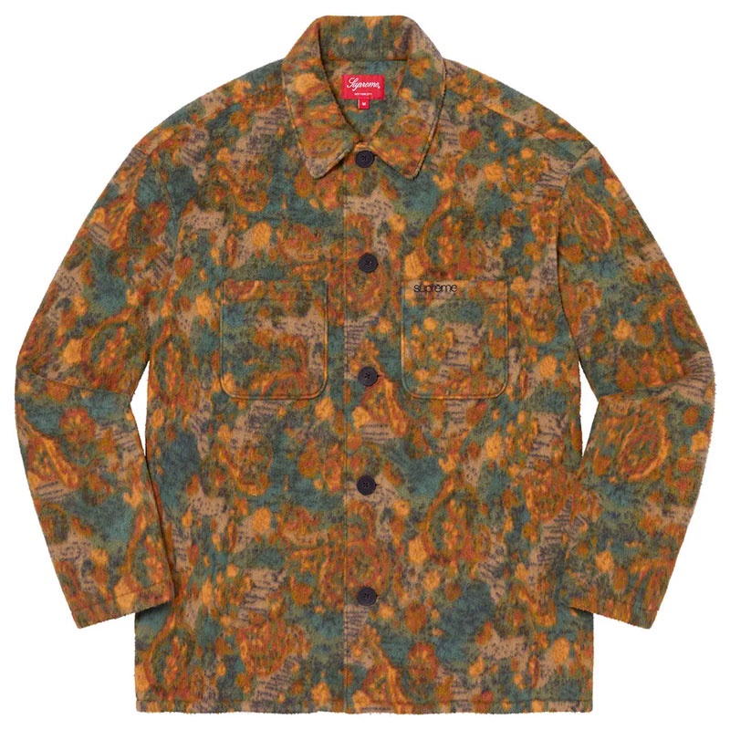 SUPREME FW21 PAISLEY FLEECE SHIRT 變形蟲 長袖襯衫 ​(TAN 棕褐色) 化學原宿