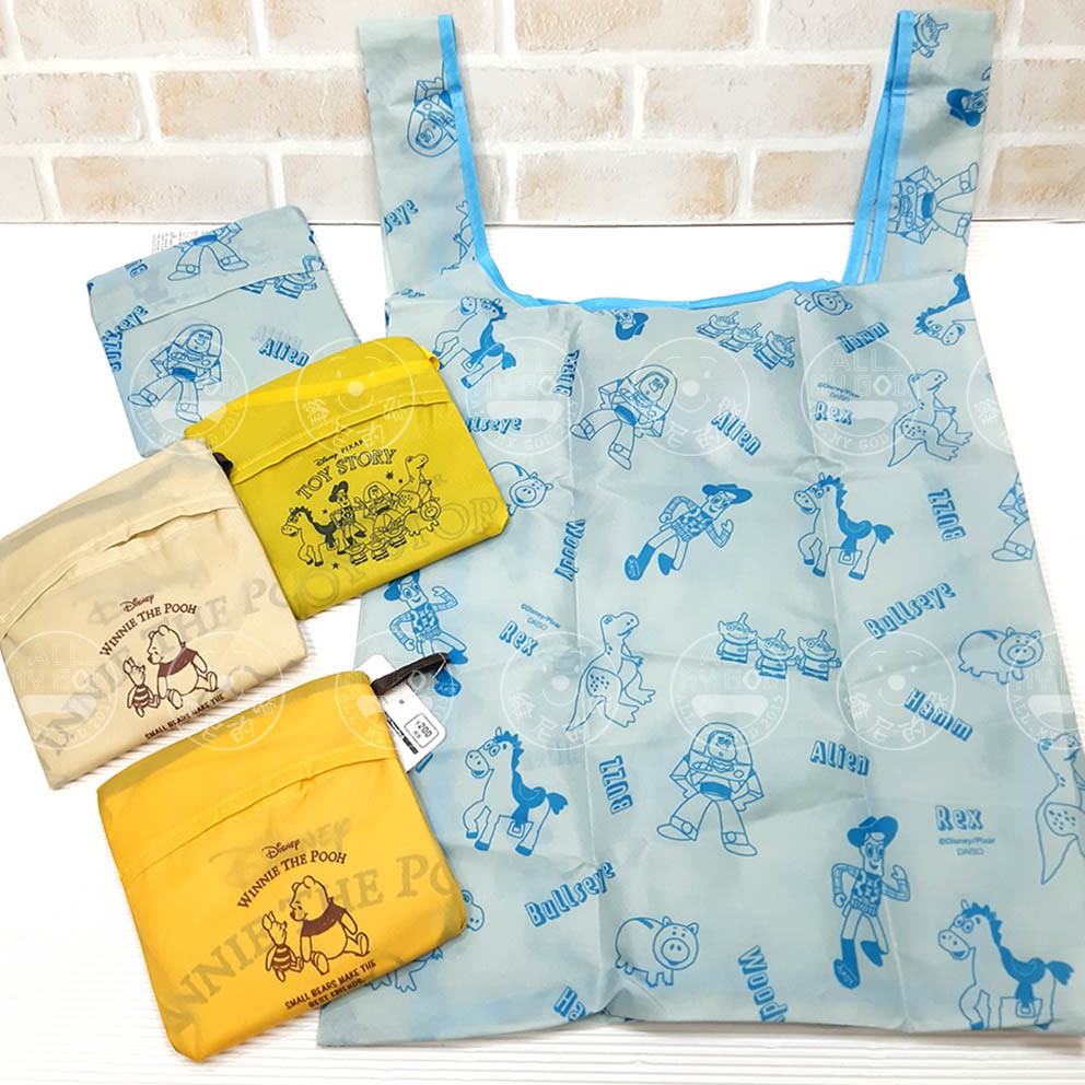 迪士尼 正版 摺疊購物袋 維尼 小豬 玩具總動員 背心式 手提袋 環保袋 收納袋 提袋 日本大創 DAISO 現貨