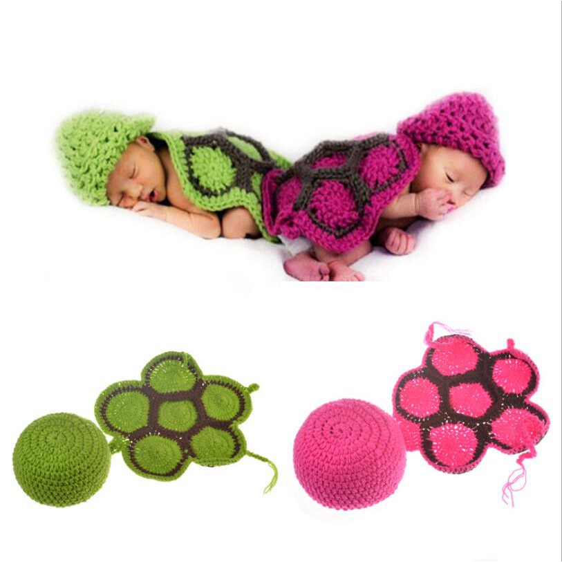 寶寶攝影 嬰幼兒新生兒  桃紅 綠 小烏龜 新生兒寶寶拍照 針織造型服 雙胞胎