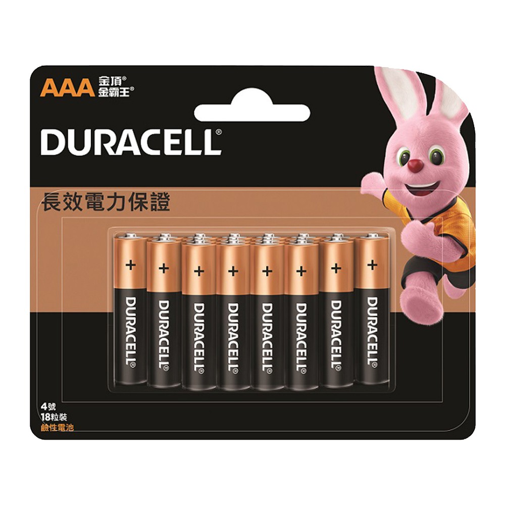 【DURACELL 金頂】 鹼性電池 4號AAA 18入裝(台灣總代理)