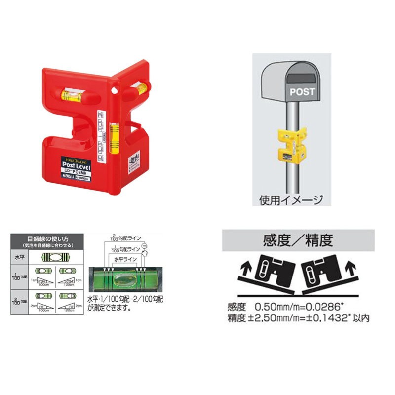 (木工工具店)日本製 EBISU ED-POSMR 垂直定位水平尺 圓柱/角鐵用水平儀(附磁)