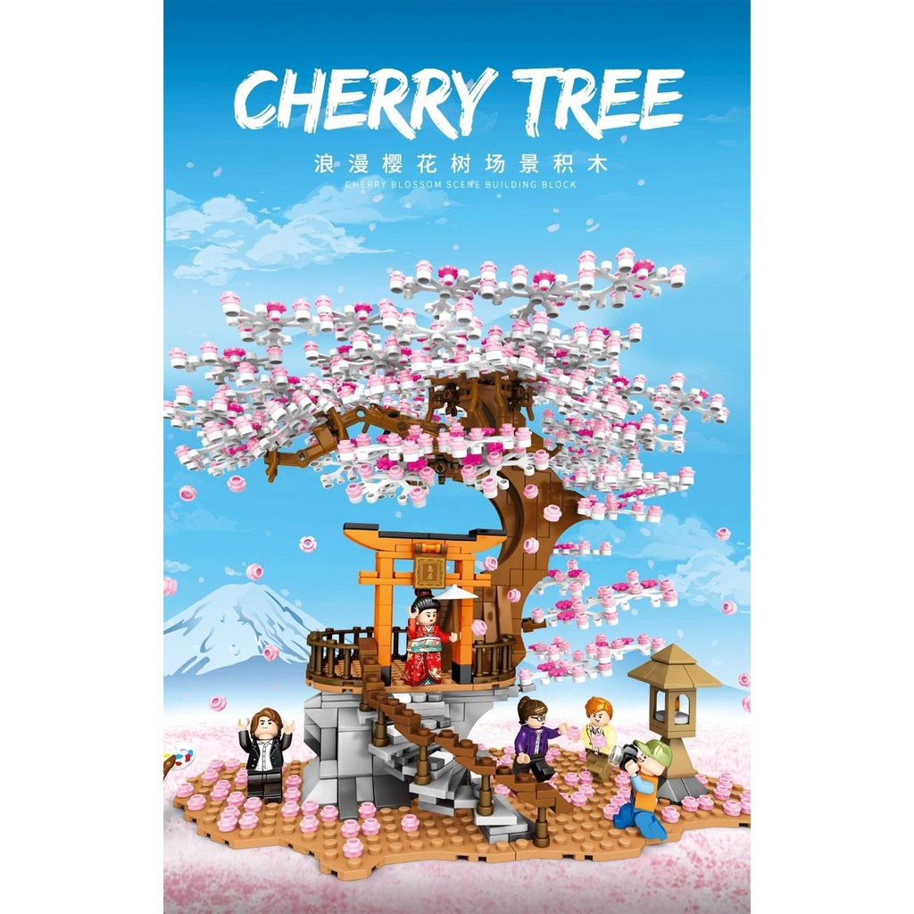 《菲比尋常》👑森寶SEMBO👑601076櫻花系列-半山櫻景微型積木/小顆粒積木