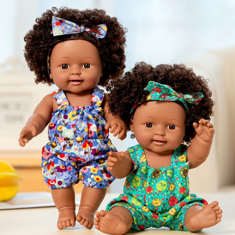 芭比娃娃仿真娃娃玩具嬰兒嘿嘍芭比女孩全軟硅膠寶寶洋娃娃黑人皮膚假娃娃