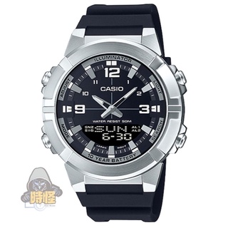 【CASIO】台灣卡西歐公司貨 雙顯膠帶錶 50米防水-黑(AMW-870-1A )