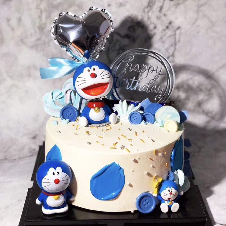 現貨卡通可愛哆啦A夢公仔叮噹貓藍胖子蛋糕裝飾擺件兒童生日DIY裝飾品 兒童卡通公仔玩具