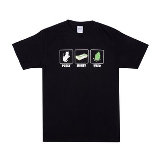 RIPNDIP PU$$Y, MONEY, WEED TEE 圓領 黑色 短袖T恤 中指貓 台灣總代理-ALL