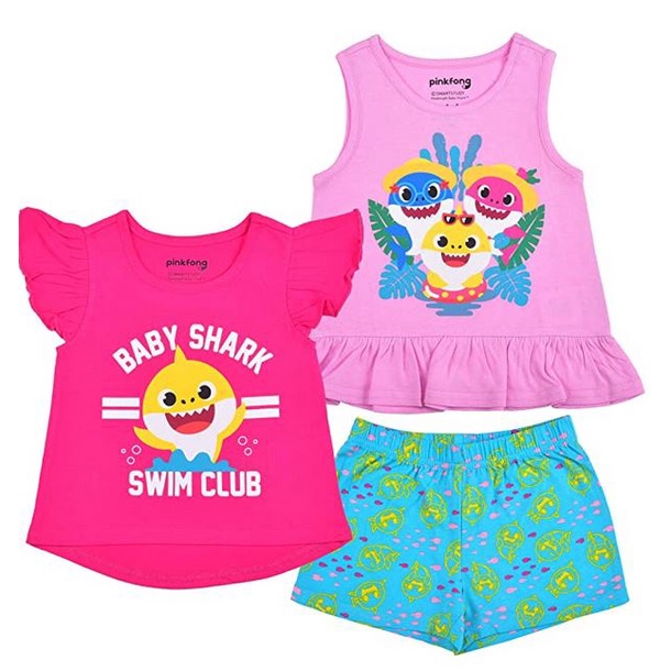 👍正版空運👍美國代購 鯊魚寶寶 BABY SHARK 兒童 小童 女童 短袖上衣 T恤 短褲 衣服 套裝