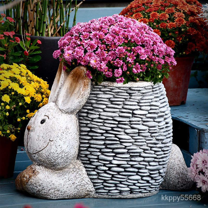 【免運】大號花盆可愛兔子動物擺件落地花園裝飾庭院擺件創意景觀戶外雕塑園藝擺件 園藝裝飾 裝飾擺件 庭院裝飾