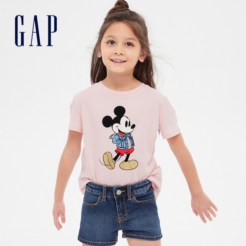 Gap 女童裝 Gap x Disney迪士尼聯名 亮片短袖T恤-淡粉色(552622)