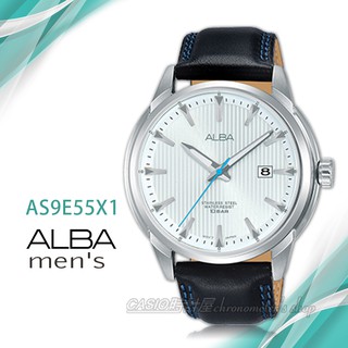 ALBA 雅柏 時計屋手錶專賣店 AS9E55X1 石英男錶 皮革錶帶 防水100米 日期顯示 銀白 全新品 保固一