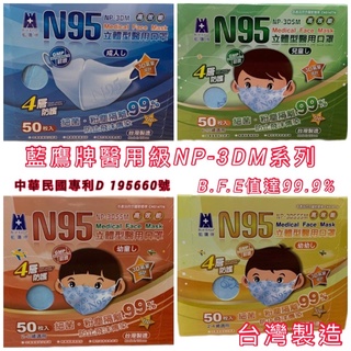 隨貨附發票~台灣製~藍鷹牌NP-3DM系列N95立體醫用口罩 成人\兒童\幼童\幼幼口罩