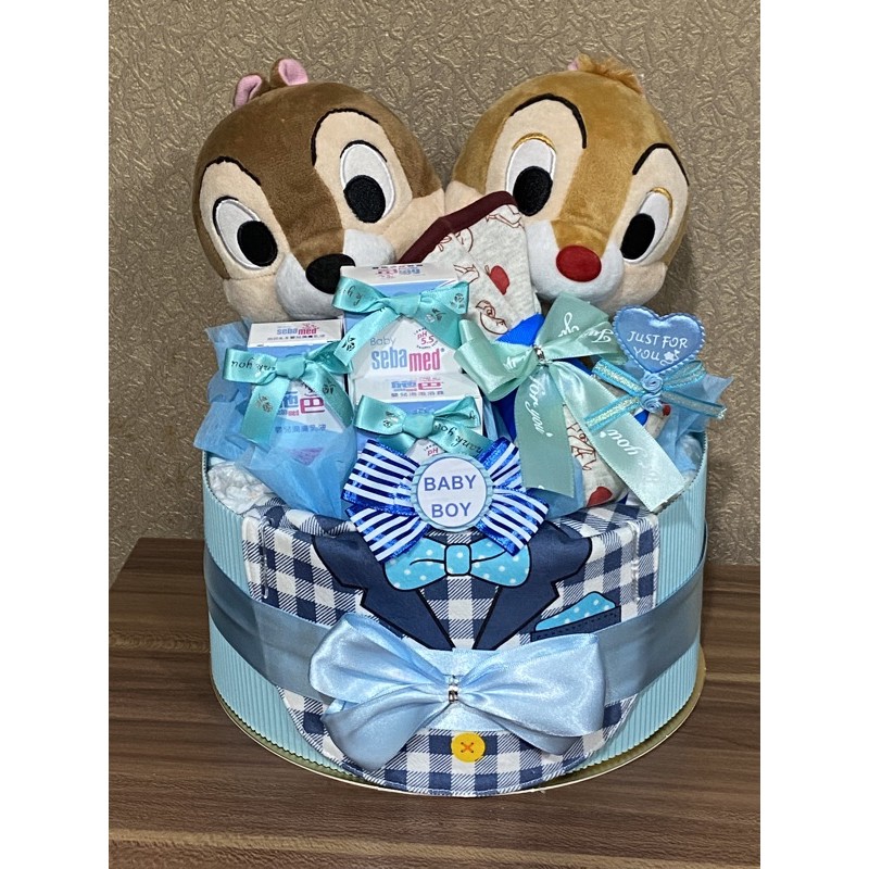 奇奇蒂蒂 男寶寶 尿布蛋糕 彌月禮 新生兒禮盒 滿月禮 週歲禮 特價1500元