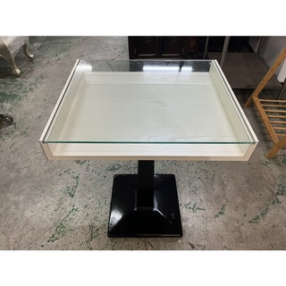 【全國二手傢俱館】*樣品屋*強化玻璃面 雅緻方形餐桌/營業裝置/二手餐桌/營業用餐桌/二手傢俱/洽談桌/戶外桌/泡茶桌