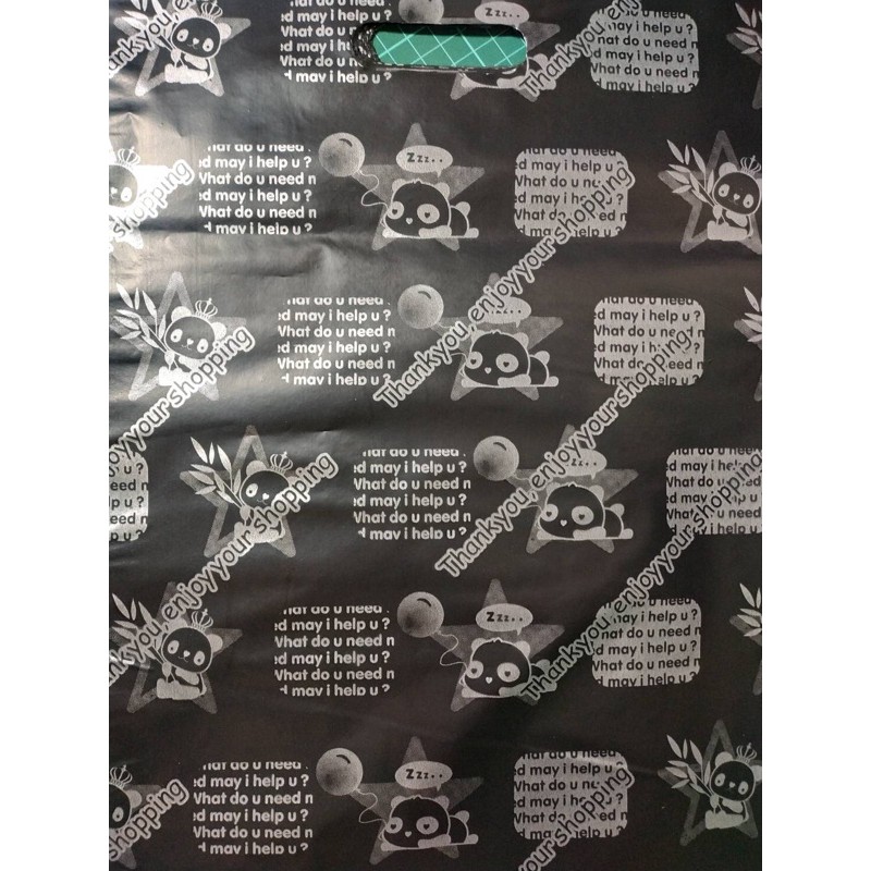 [瑞欣］ 小熊貓 黑色 服飾店 塑膠袋 打洞塑膠袋 腰孔塑膠袋 厚度0.04mm 每包約100入 台灣製造 無臭味