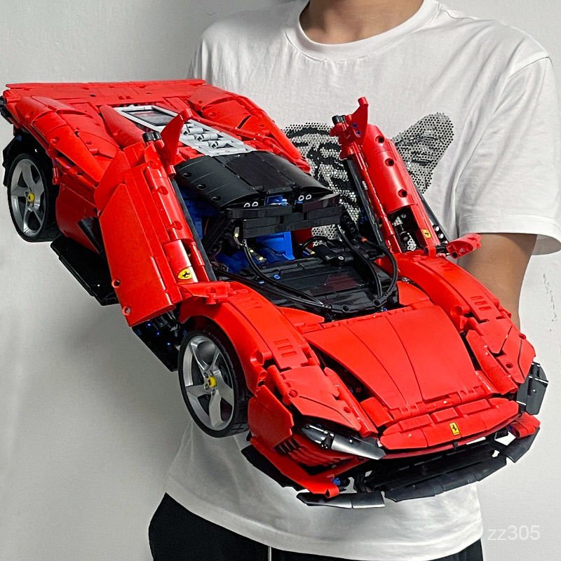 🌏汽車之傢🌏 兼容樂高法拉利42143拚裝積木跑車Daytona SP3男孩益智中國産玩具 玩具 積木 送男友 禮物