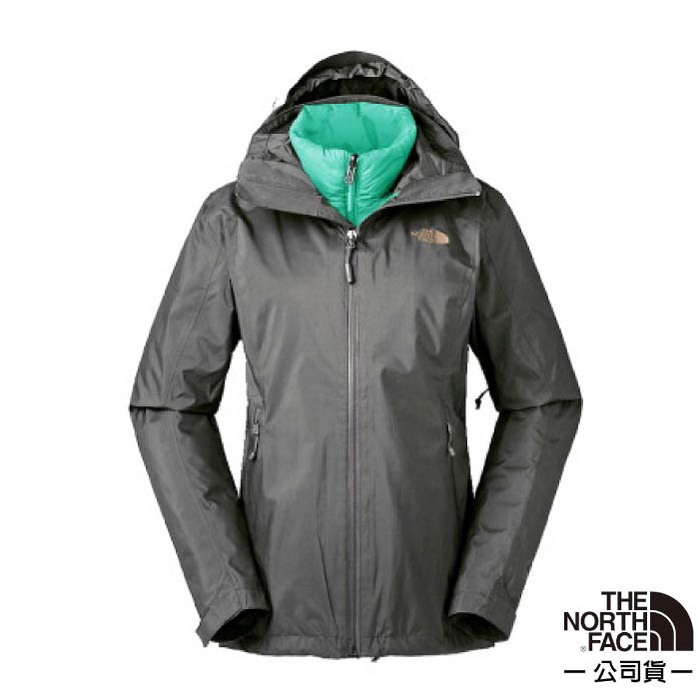 【美國 The North Face】女款 GORE-TEX透氣兩件式風帽外套 3KTP 瀝灰/薄荷藍 N