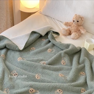 HWSP🏹台灣現貨♡內有9款～超可愛的⋯卡通刺繡雙面絨毯🥨熊 寶寶 熊熊 兒童 毯 毛毯 浴巾 沙發毯 毯子 棉被 杯子