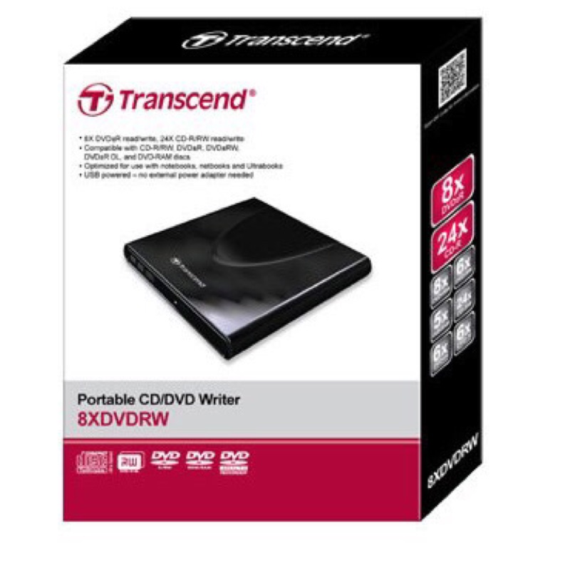 ［降價］創見 TRANSCEND TS8XDVDRW-W光碟機/燒錄機 白色(8X DVD,Slim type,USB)