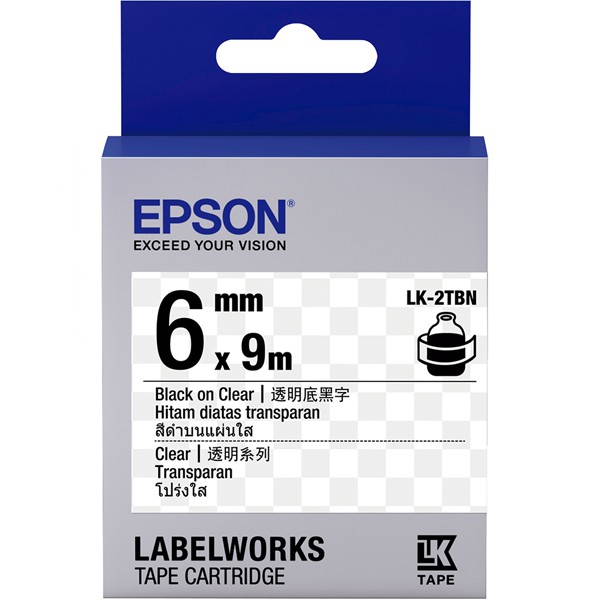 LK-2TBN EPSON 標籤帶 (透明底黑字/6mm) C53S652404