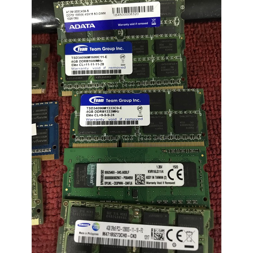筆電DDR3 1333 1600 4GB 17隻