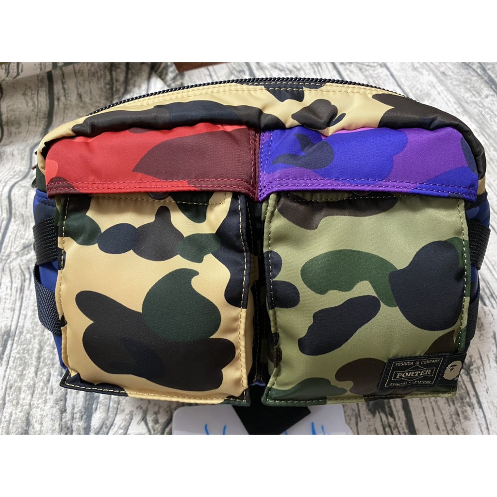 全新 現貨 BAPE X PORTER MIX CAMO 腰包