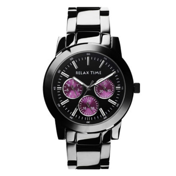【聊聊甜甜價】RELAX TIME 三眼腕錶 ─ 紫x黑 (R0800-16-03) / 38mm