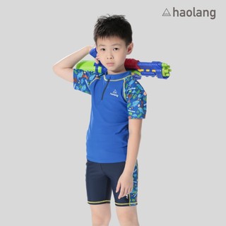Haolang 恐龍男童短袖泳衣TOP/防曬/玩水