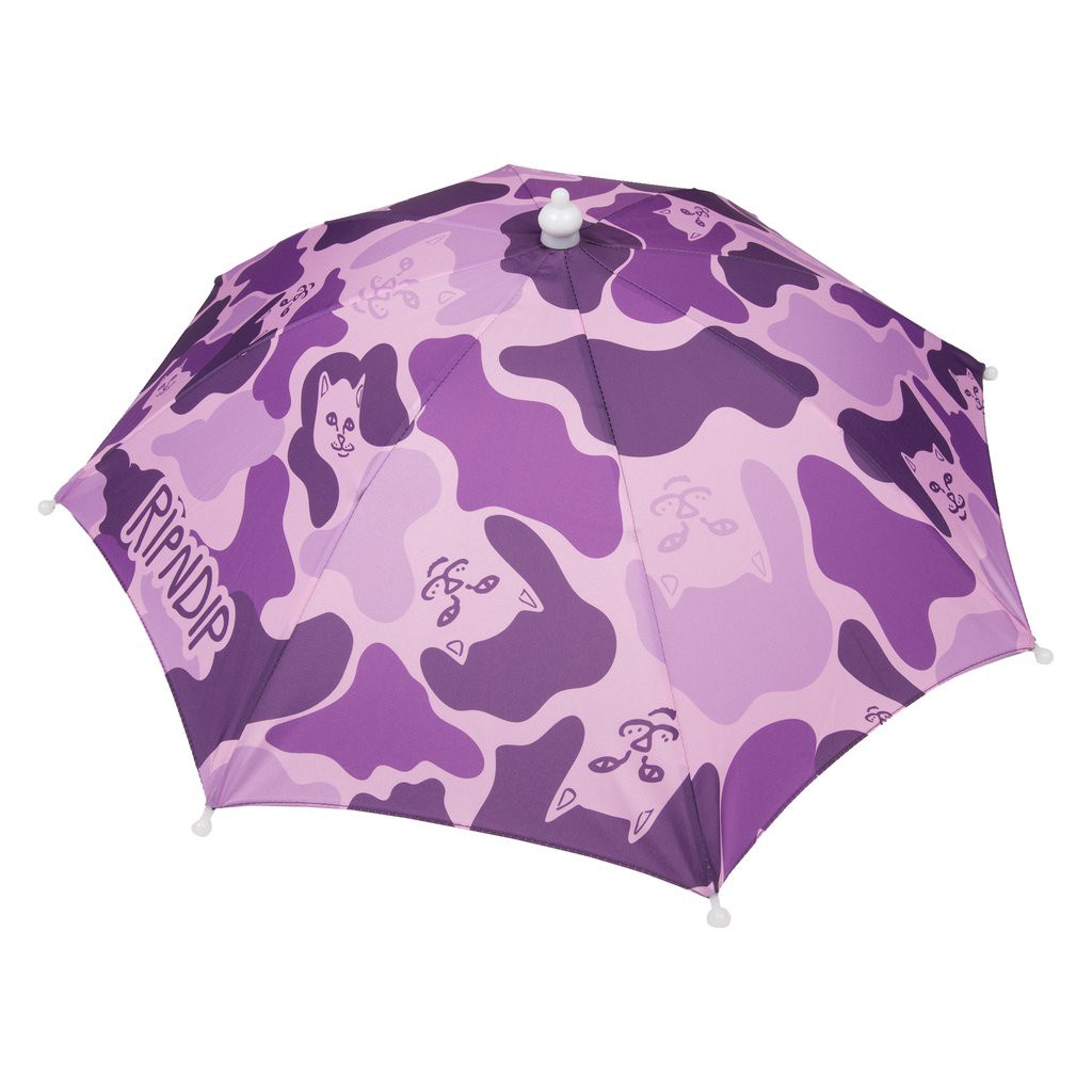 RIPNDIP CAMO UMBRELLA HAT 迷彩 頭帽式 雨傘 中指貓 台灣總代理-ALL