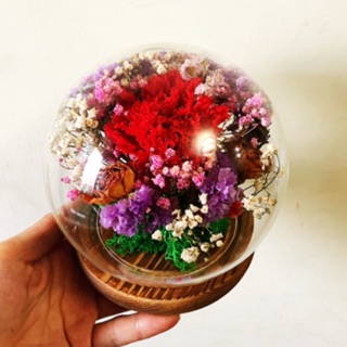 ~Serena House~不凋花永生花 母親節禮物 紅康乃馨永生花水晶球玻璃盅 婚禮小禮 生日禮物 婚禮佈置