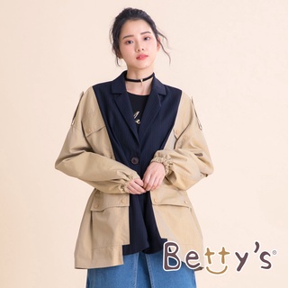 betty’s貝蒂思(05)設計款西裝領拼接休閒外套(卡其)