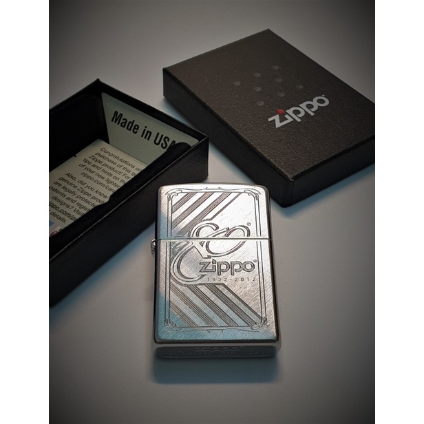 zippo原廠公司貨 Zippo 80TH-ANNIVE ZIPPO 80週年紀念款 純銀拉絲紋路雕刻 打火機