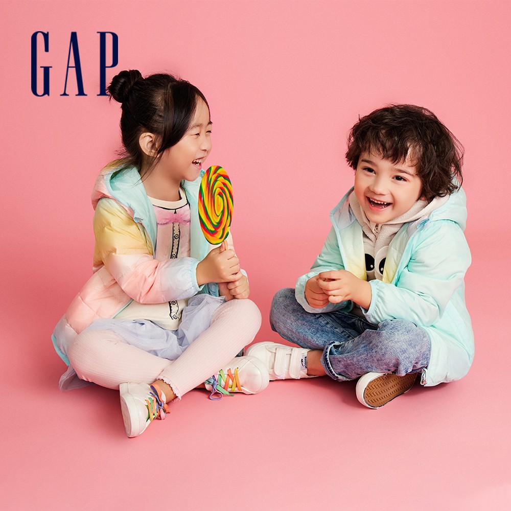 Gap 兒童裝 雙面穿連帽羽絨外套 大絨朵羽絨系列-漸變色(703935)