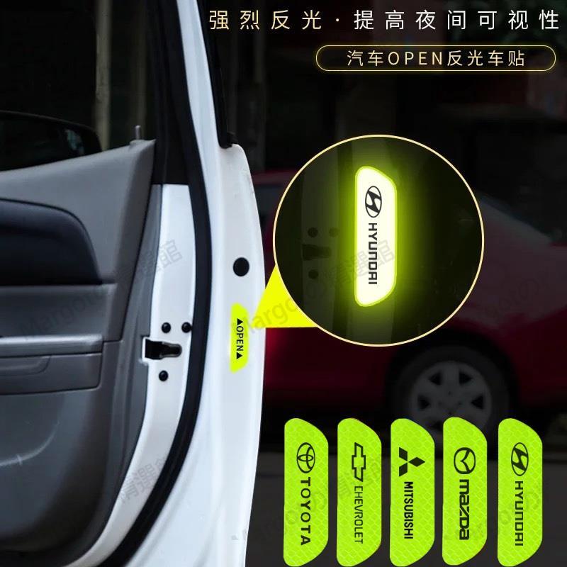 4pcs 警告標記反光帶汽車門貼紙貼花開放標誌 Perodua Proton Toyota Honda M