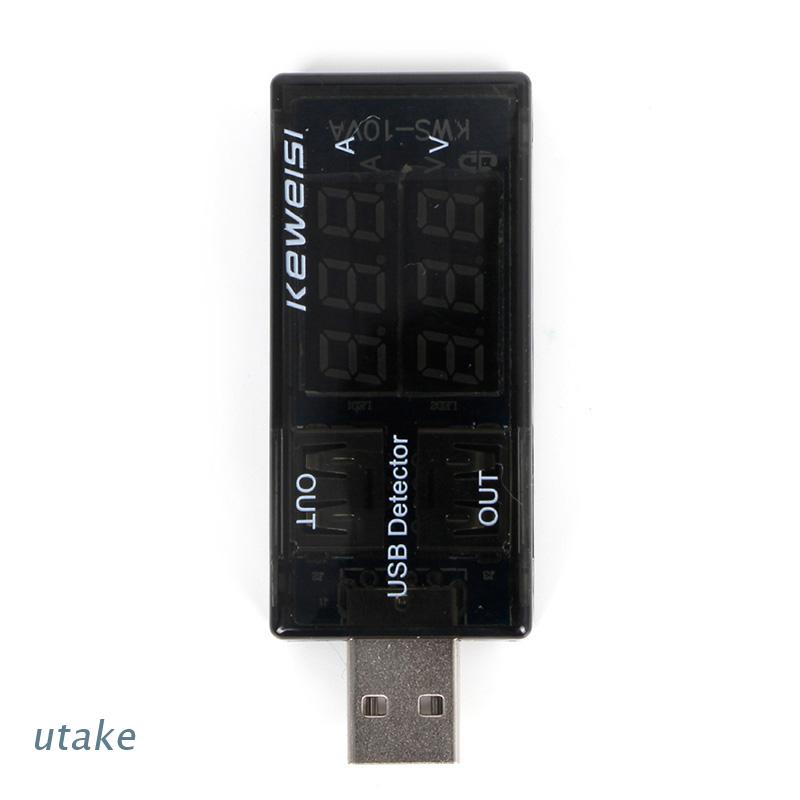 Utake USB電流電壓測試儀USB電壓表電流表檢測器雙排顯示全新