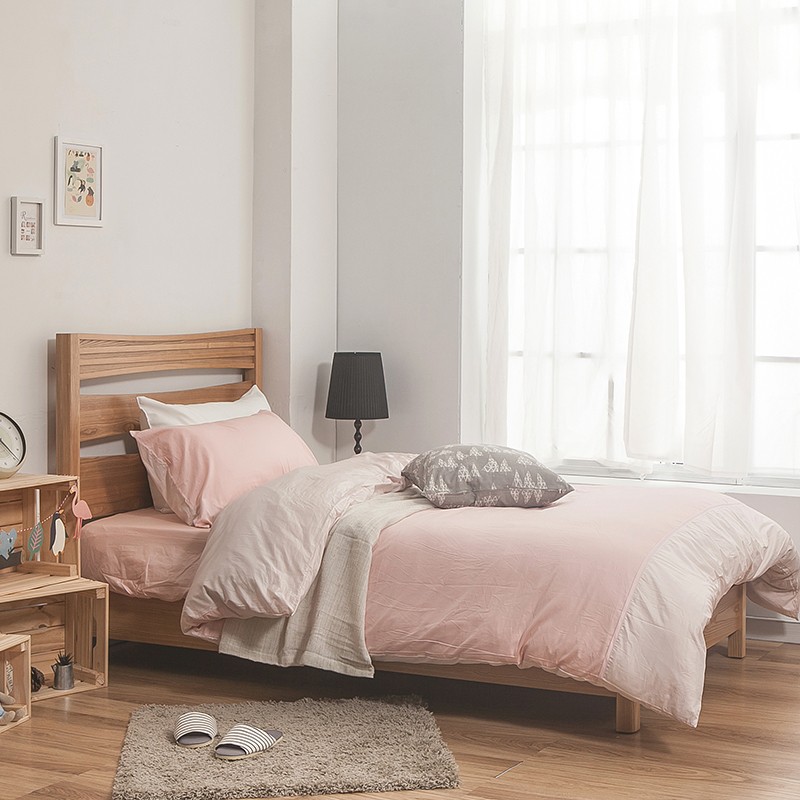 戀家小舖 台灣製床包 單人床包 床單 雙色粉 100%精梳棉 床包枕套組 簡單生活 經典 素色