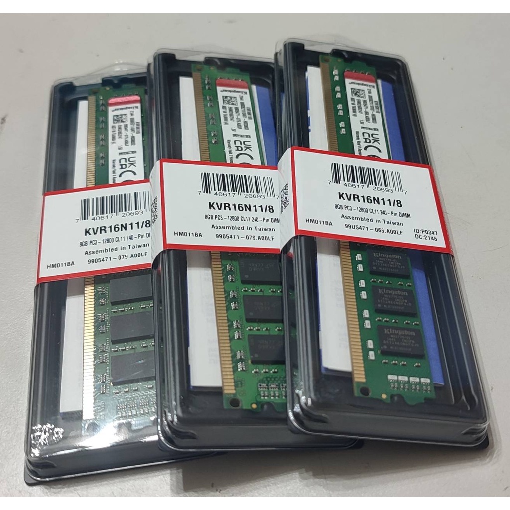 新品盒裝 金士頓 DDR3 1600 8G 窄版 KVR16N11/8  桌機記憶體