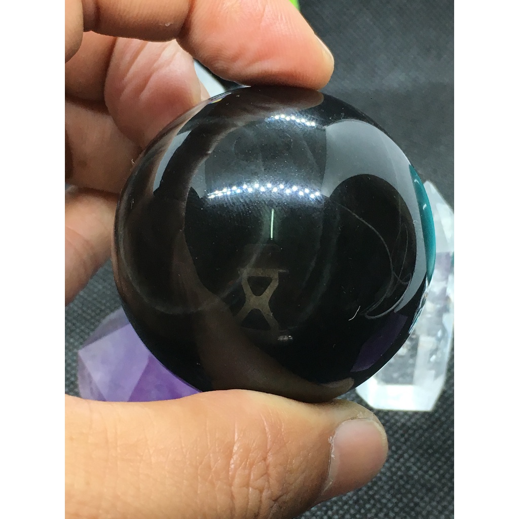 彩虹黑曜石水晶球雙彩眼50.4mm