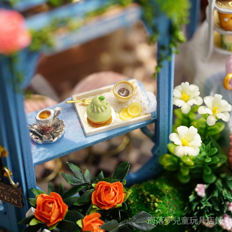 Diy小屋薔薇庭園茶屋木質手工拼裝建築模型別墅庭院藝術屋袖珍屋diy手作迷你屋模型屋聖誕節禮物fe9f 蝦皮購物