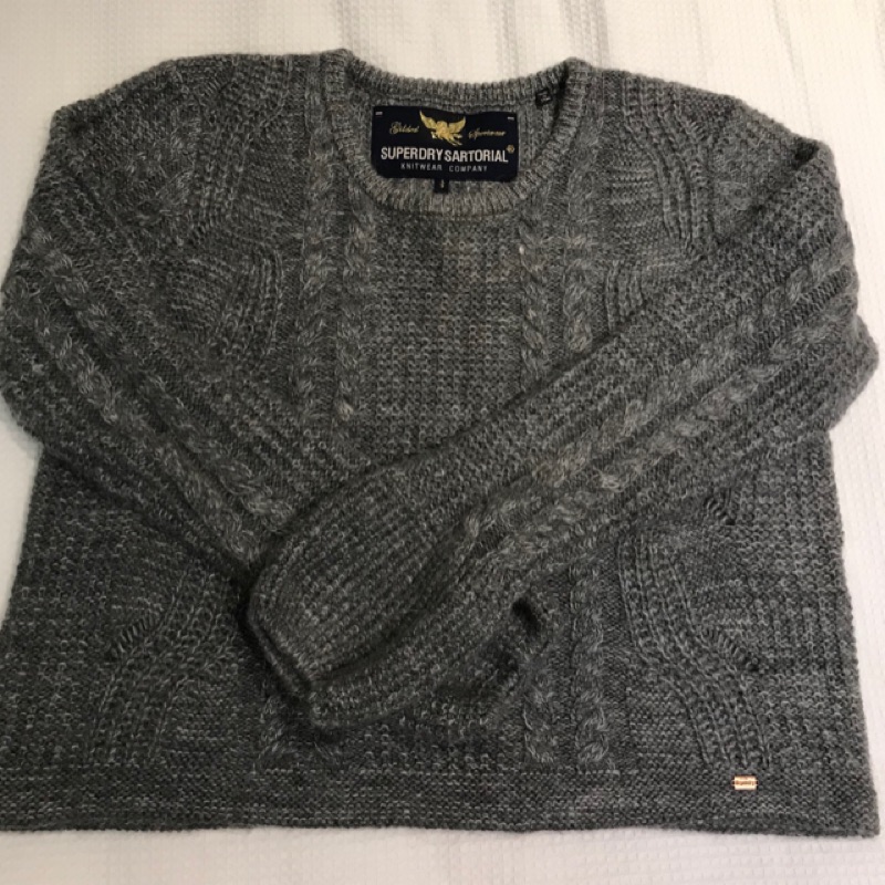 極度乾燥 Superdry Sartorial Knitwear Company 素色針織衫 毛衣 灰色-XS號