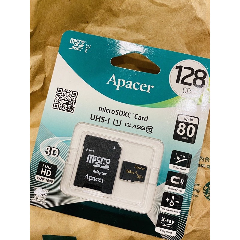 （售完）Apacer宇瞻MicroSD 記憶卡 128GB UHS-I Class10 80MB/s (附轉卡)