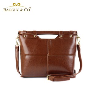 【BAGGLY&CO】日光質感真皮手提側揹包(二色) 手提包 斜揹包 簡約